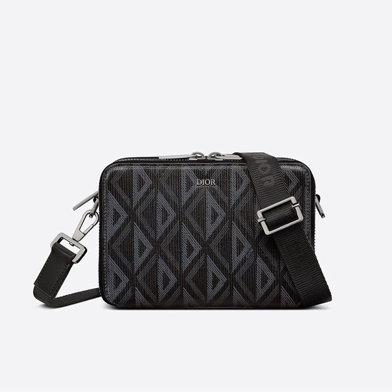 EasyMatch 4654 Dior Messenger Pouch CD Diamond Motif Canvas Black