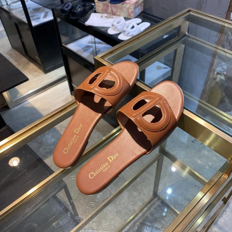 EasyMatch 573 Dior D-Club Slides Women Calfskin Brown