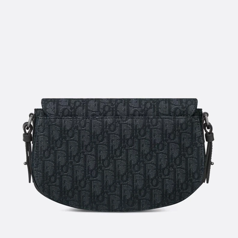 EasyMatch 6243 Dior Saddle Compact Messenger In Oblique Motif Canvas and Grained Calfskin Black