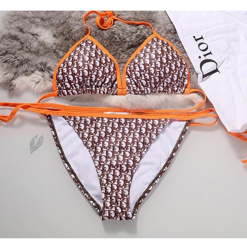 EasyMatch 7150 Dior Bikini Women Oblique Motif Lycra Brown