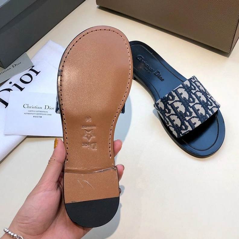 EasyMatch 7475 Christian Dior Dway Slides Women Oblique Motif Canvas Blue