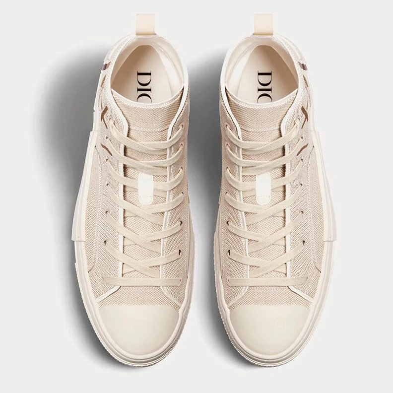 EasyMatch 8612 Dior B23 High-Top Sneakers Unisex Cactus Jack Dior Motif Canvas Beige
