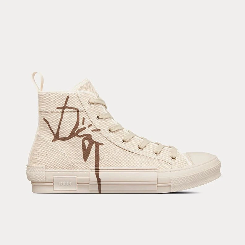 EasyMatch 8612 Dior B23 High-Top Sneakers Unisex Cactus Jack Dior Motif Canvas Beige