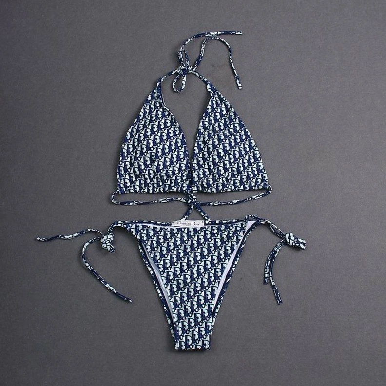 EasyMatch 8884 Dior Bikini Women Oblique Motif Lycra Blue