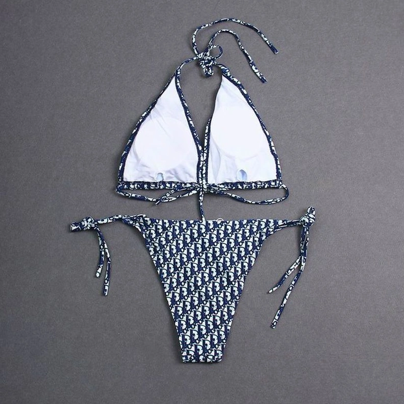 EasyMatch 8884 Dior Bikini Women Oblique Motif Lycra Blue