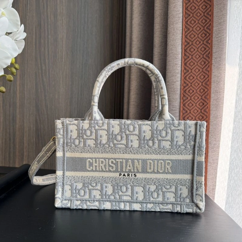 EasyMatch 9491 Mini Dior Book Tote with Strap In Oblique Motif Canvas Grey
