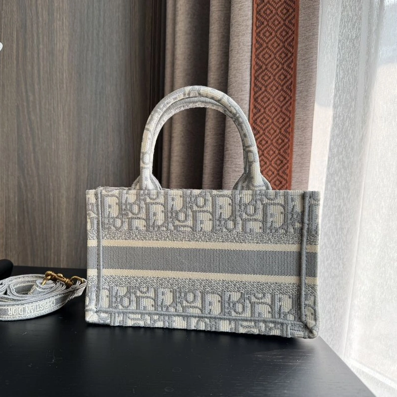 EasyMatch 9491 Mini Dior Book Tote with Strap In Oblique Motif Canvas Grey
