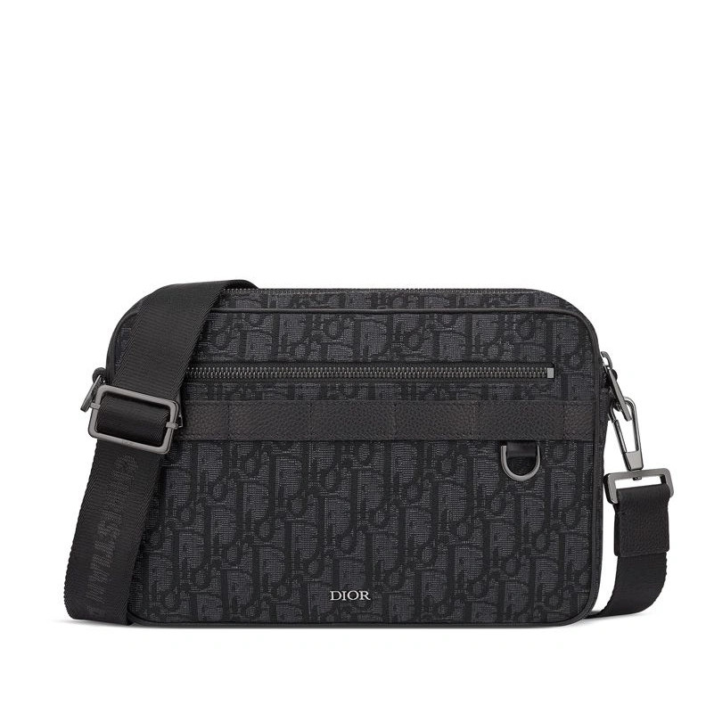 EasyMatch 9876 Maxi Dior Safari Bag with Strap In Oblique Motif Canvas Black