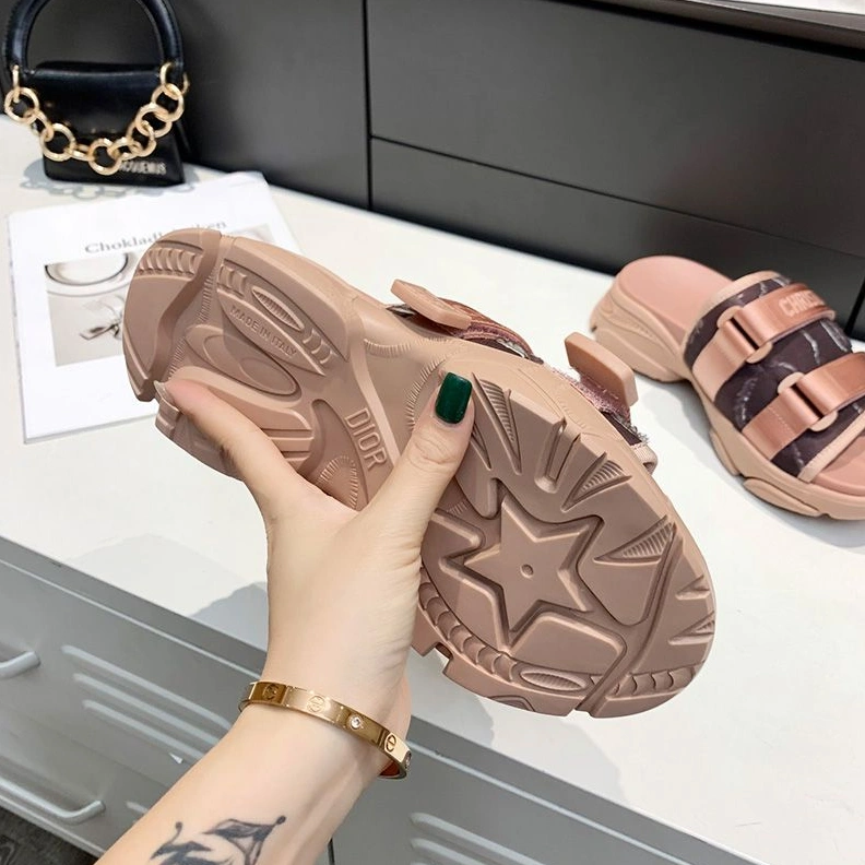 Fashionable 1002 Dior D-Wander Slides Women Camouflage Technical Fabric Pink