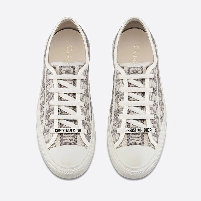 Fashionable 1021 Walk'n'Dior Sneakers Women Oblique Motif Canvas Grey