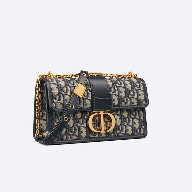 Fashionable 1080 Dior 30 Montaigne East-West Bag With Chain In Oblique Motif Canvas Blue