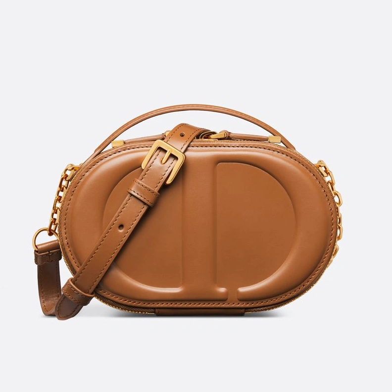 Fashionable 4863 Dior CD Signature Oval Camera Bag Calfskin Brown