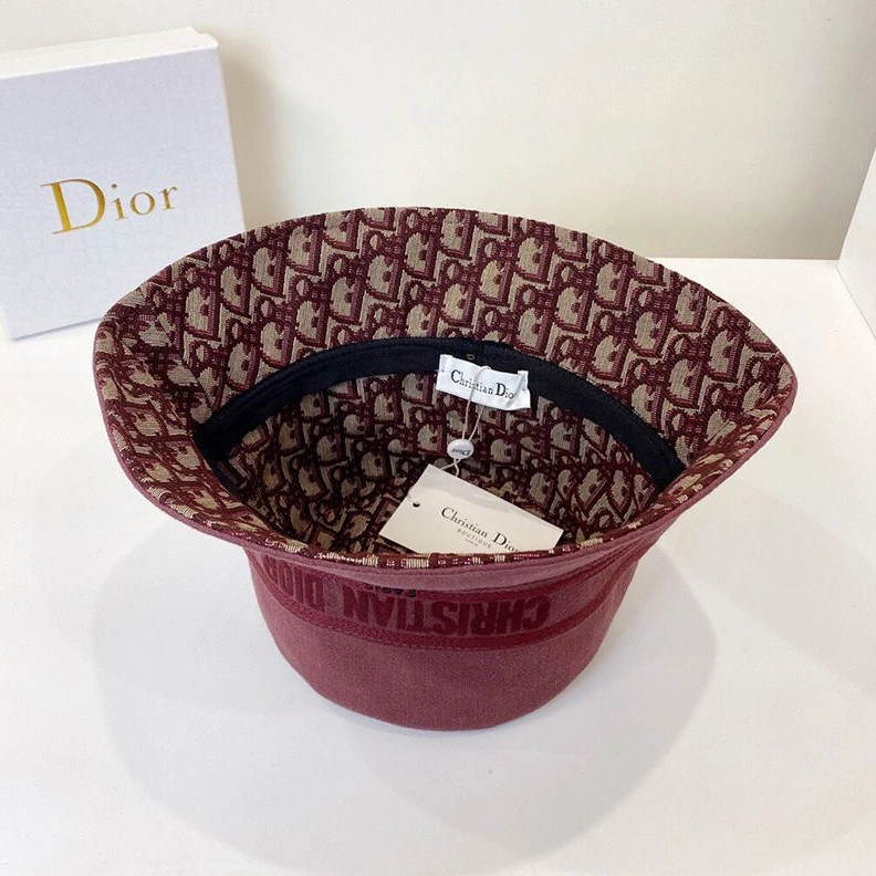 Fashionable 5545 Christian Dior Bucket Hat Oblique Motif Denim Burgundy