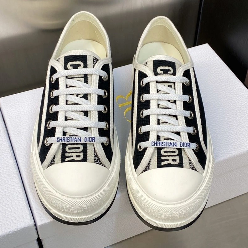 Fashionable 6230 Walk'N'Dior Platform Sneakers Unisex Canvas Black