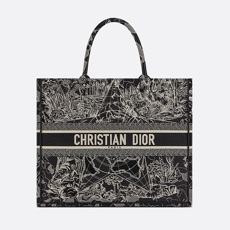 Fashionable 8324 Dior Book Tote In Around the World Motif Canvas Black