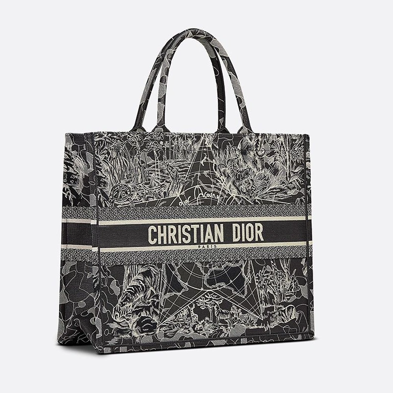 Fashionable 8324 Dior Book Tote In Around the World Motif Canvas Black