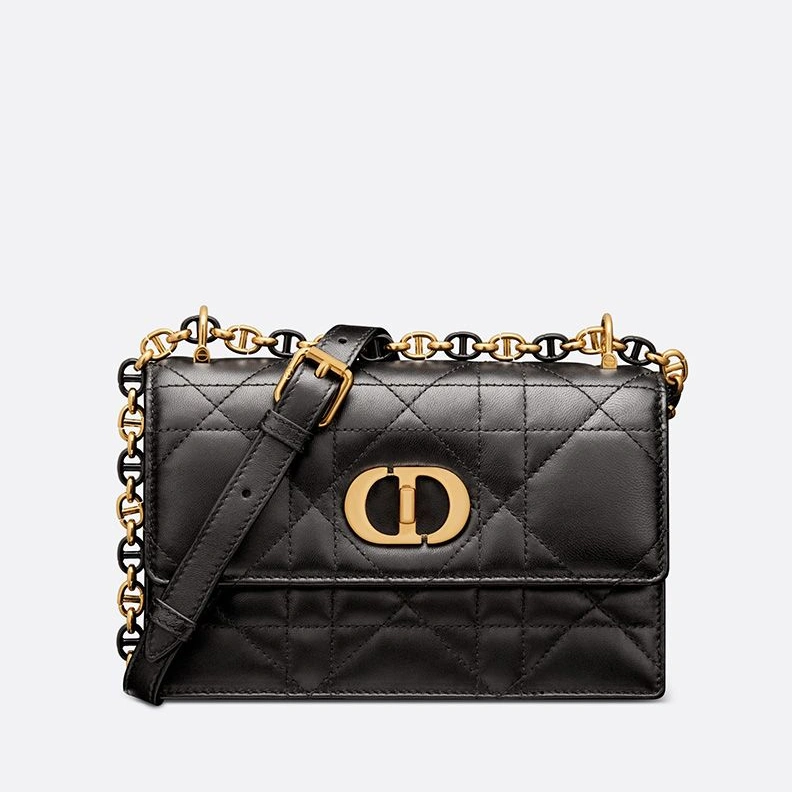 Fashionable 8428 Mini  Dior Miss Caro Bag Macrocannage Lambskin Black
