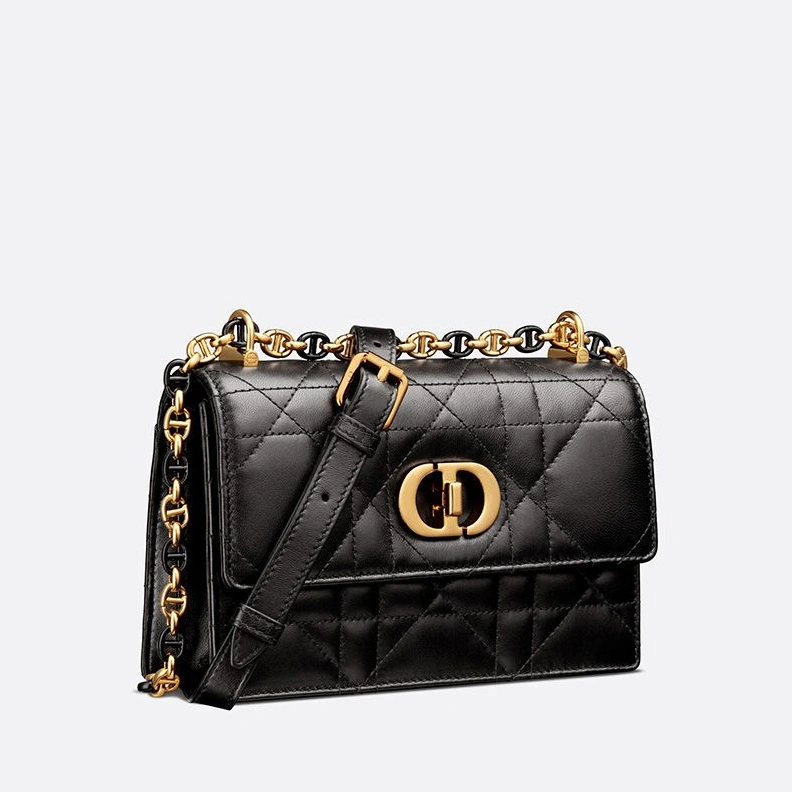 Fashionable 8428 Mini  Dior Miss Caro Bag Macrocannage Lambskin Black