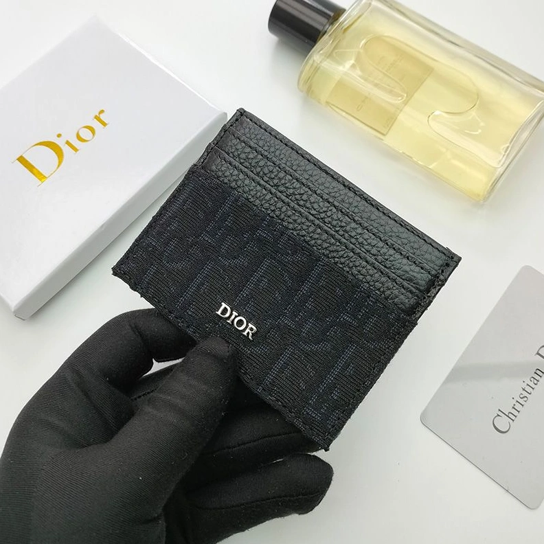 Fashionable 8430 Dior Card Holder Oblique Motif Canvas Black