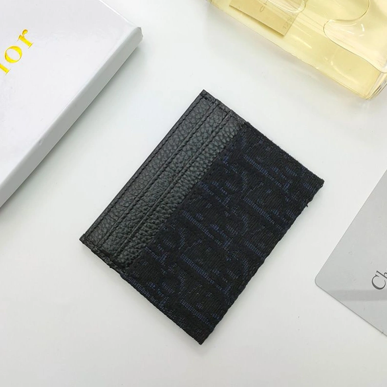Fashionable 8430 Dior Card Holder Oblique Motif Canvas Black