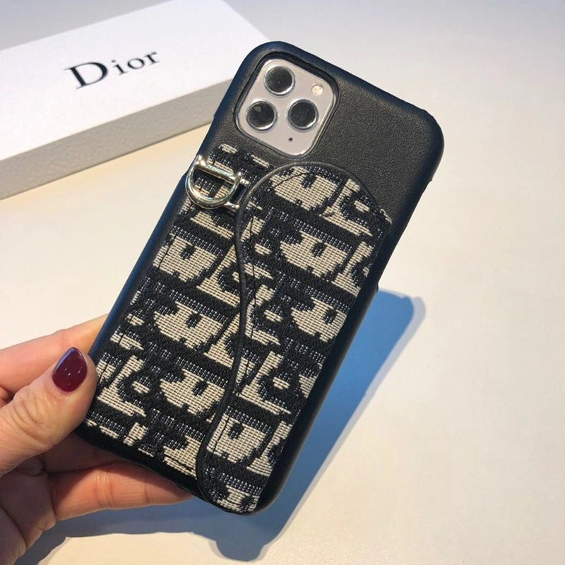 Fashionable 8674 Dior Saddle iPhone Case Oblique Calfskin Black