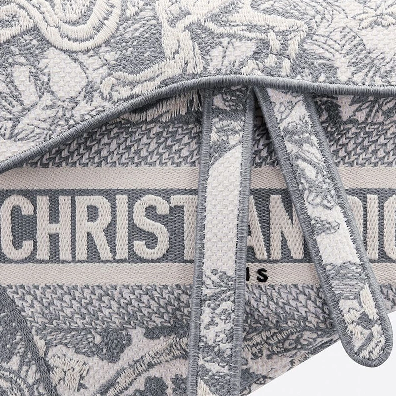 Fashionable 9088 Christian Dior Saddle Bag In Toile de Jouy Motif Canvas Grey