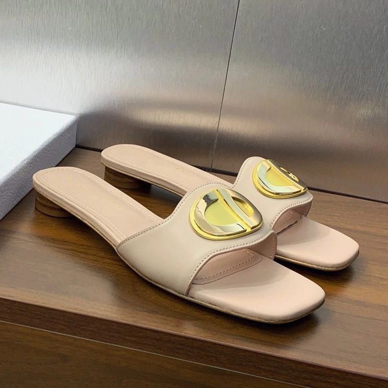 Forever Dior Slides Women Calfskin Khaki EasyMatch 3291
