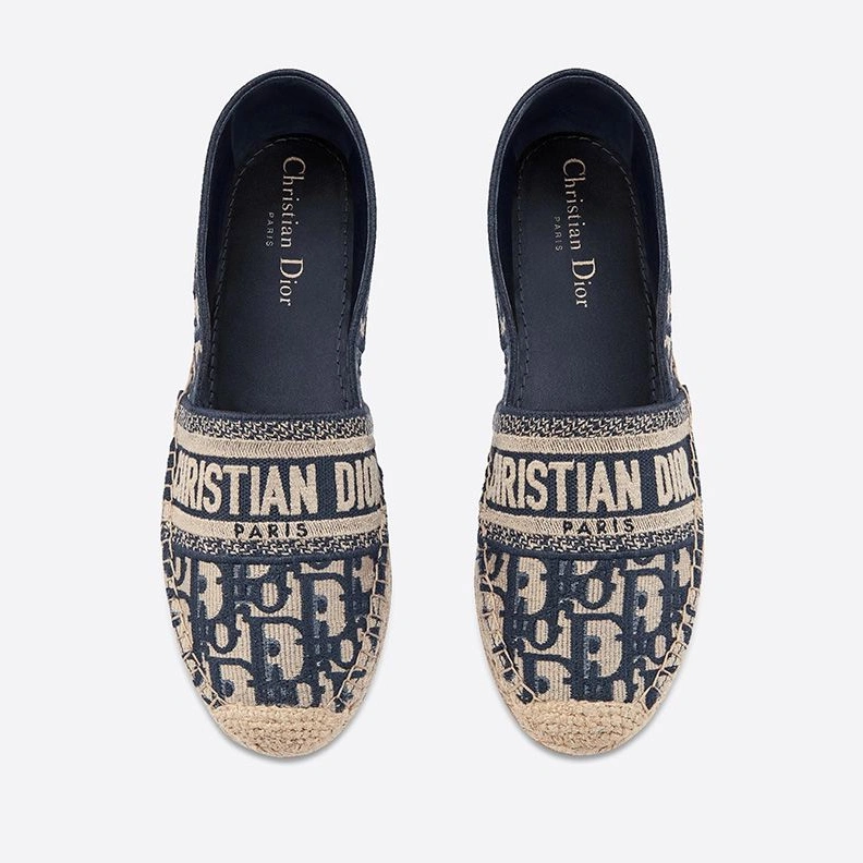 GoAnywhere 1426 Christian Dior Granville Espadrilles Women Oblique Motif Canvas Blue