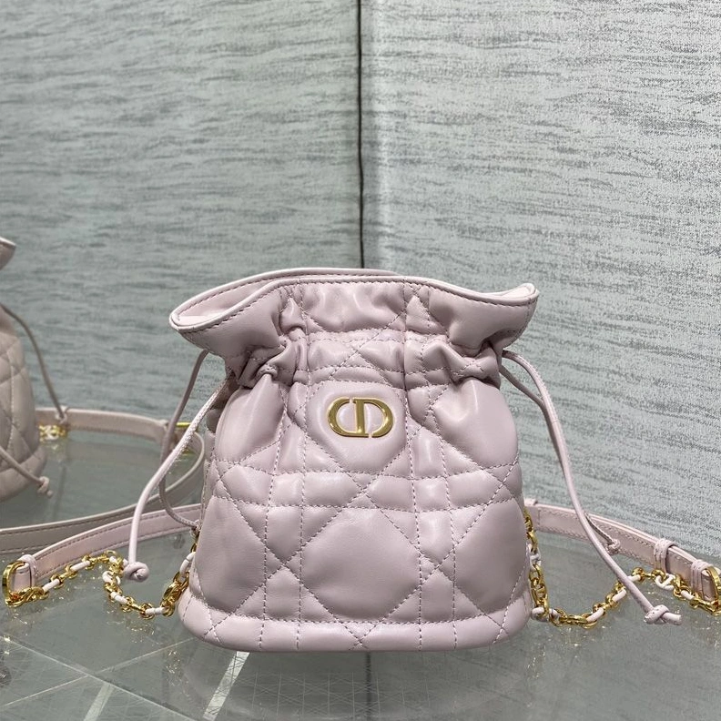 GoAnywhere 182 Mini Dior Miss Caro Bucket Bag In Macrocannage Lambskin Cherry