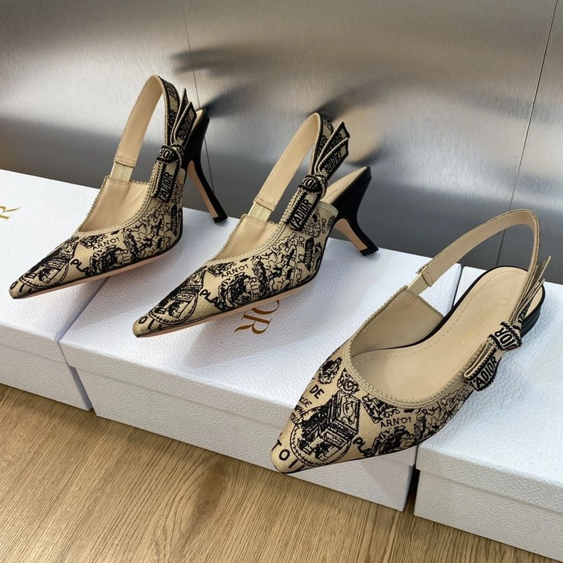 GoAnywhere 2403 J'Adior Slingback Pumps Women Plan de Paris Motif Canvas Beige