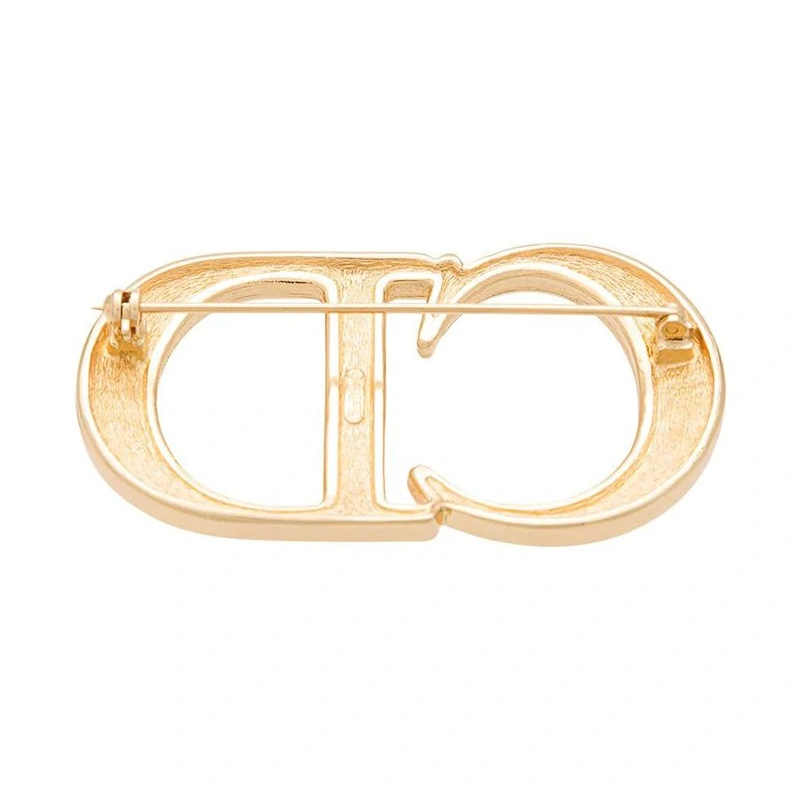 GoAnywhere 2450 Dior CD Brooch Metal with White Crystals Gold