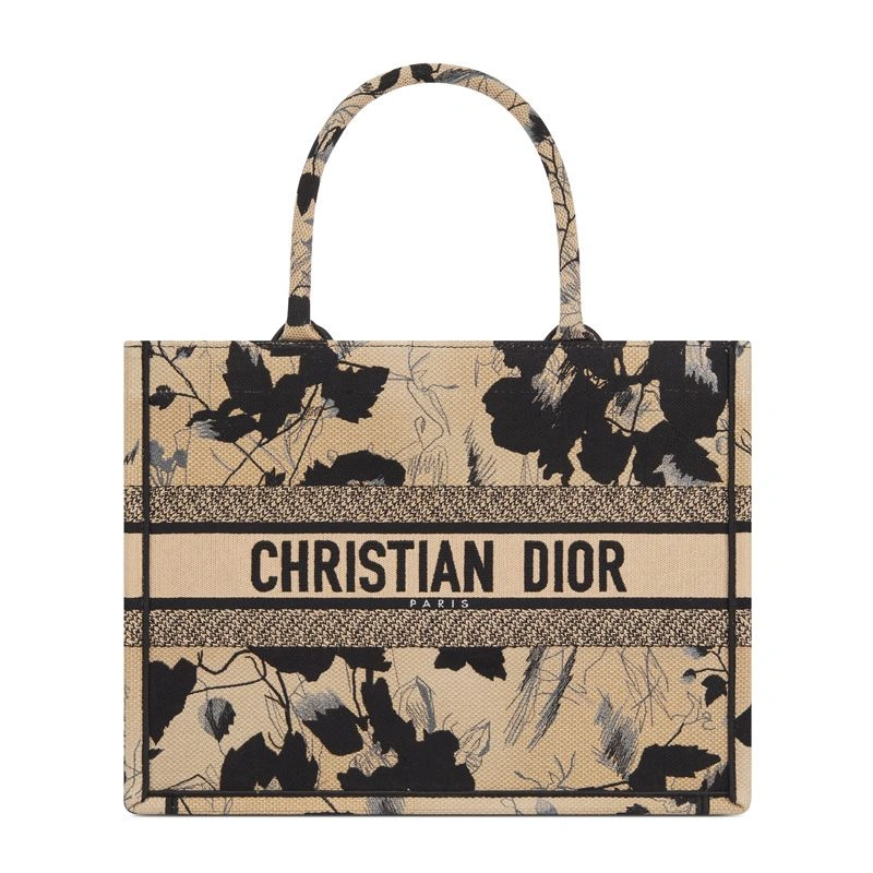 GoAnywhere 322 Dior Book Tote In Fleurs Mystiques Motif Canvas Beige