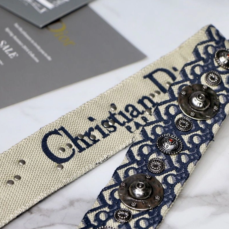 GoAnywhere 3425 Dior Shoulder Strap In Oblique Medallions Motif Cotton Blue