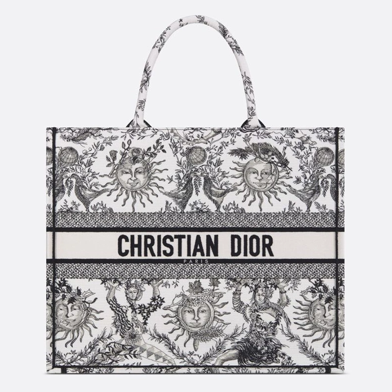 GoAnywhere 3849 Dior Book Tote In Toile de Jouy Soleil Motif Canvas White Black