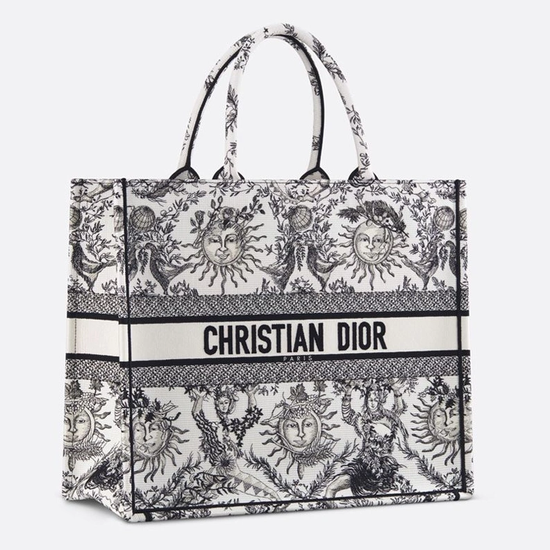 GoAnywhere 3849 Dior Book Tote In Toile de Jouy Soleil Motif Canvas White Black