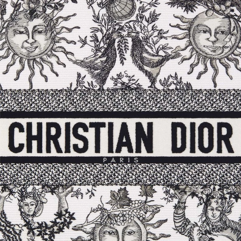 GoAnywhere 3849 Dior Book Tote In Toile de Jouy Soleil Motif Canvas White Black