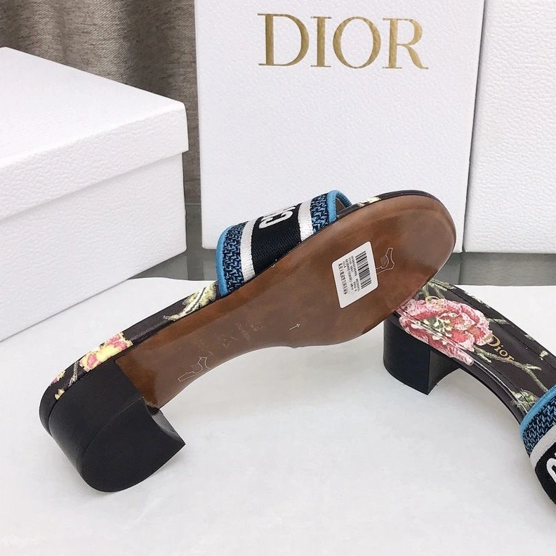 GoAnywhere 427 Christian Dior Dway Slides Women Petites Fleurs Motif Canvas Black