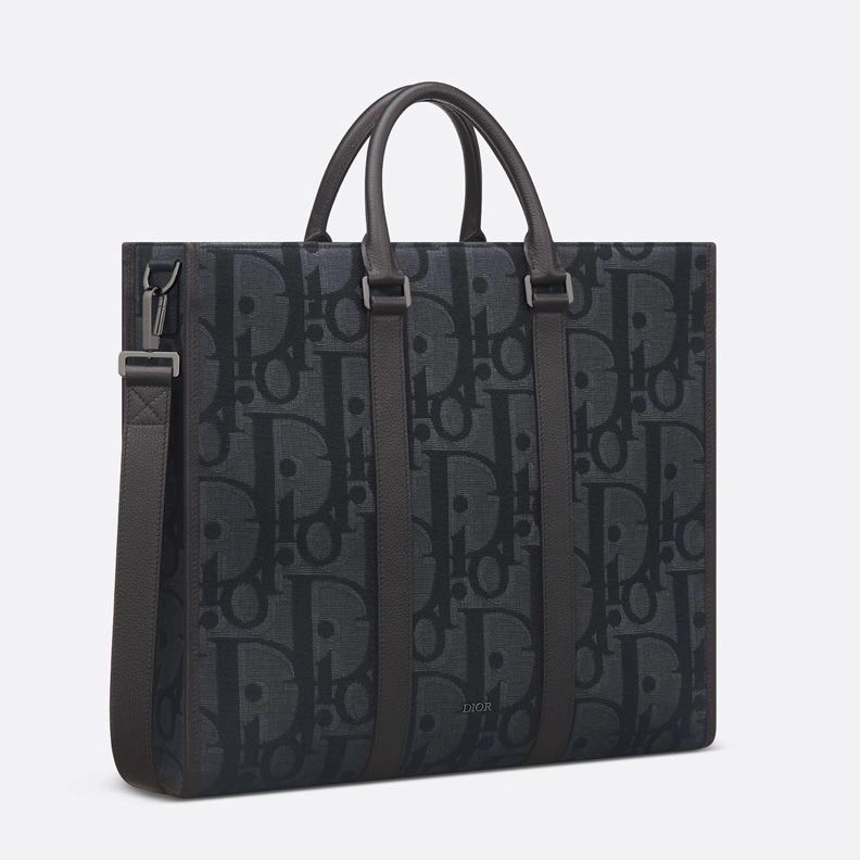 GoAnywhere 5080 Dior East-West Tote In Maxi Oblique Motif Canvas Black
