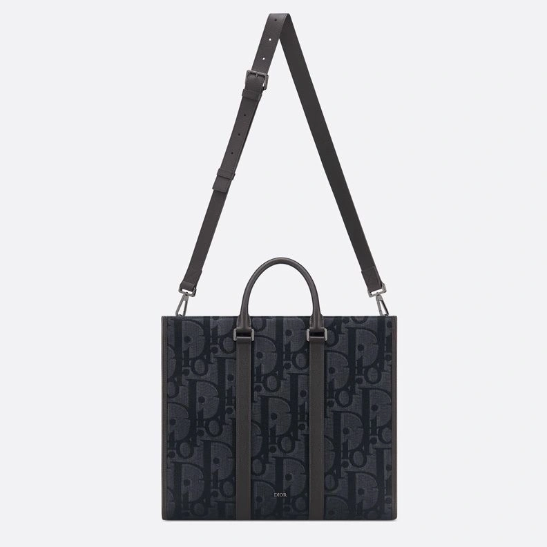 GoAnywhere 5080 Dior East-West Tote In Maxi Oblique Motif Canvas Black