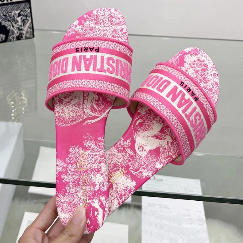 GoAnywhere 532 Christian Dior Dway Slides Women Toile De Jouy Motif Canvas Rose