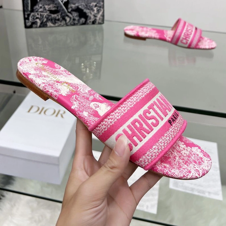 GoAnywhere 532 Christian Dior Dway Slides Women Toile De Jouy Motif Canvas Rose