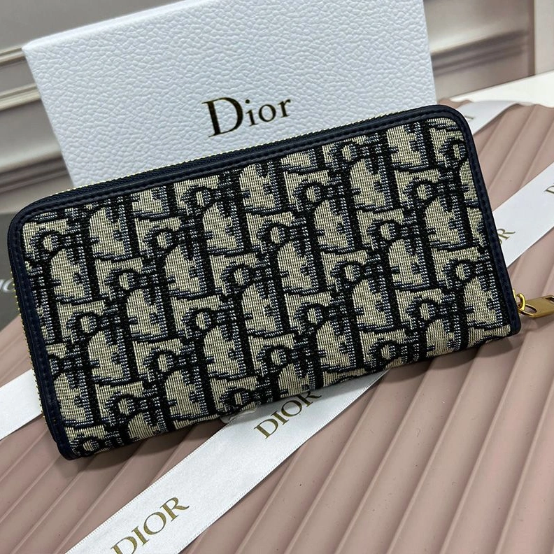 GoAnywhere 6539 Large Dior 30 Montaigne Zip Wallet Oblique Motif Canvas Blue