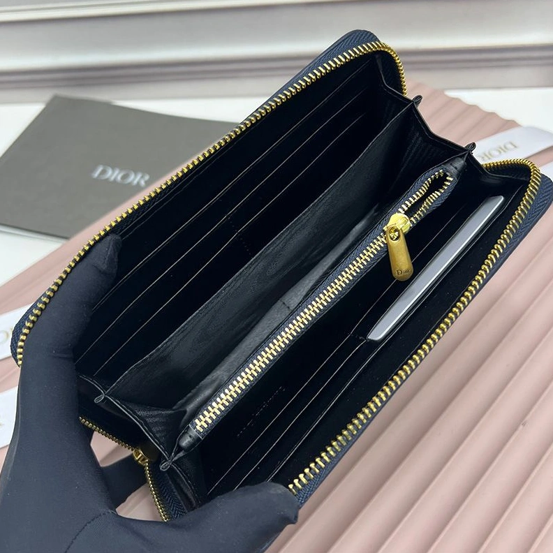 GoAnywhere 6539 Large Dior 30 Montaigne Zip Wallet Oblique Motif Canvas Blue
