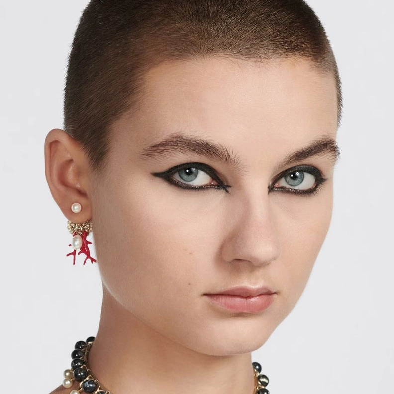 GoAnywhere 6669 Dior Tribales Earrings Metal, Pearls, Freshwater Pearl and Lacquer Coral Gold Red