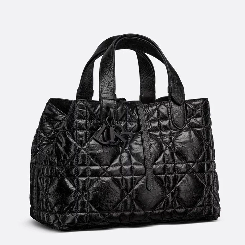 GoAnywhere 7351 Dior Toujours Bag In Macrocannage Crinkled Calfskin Black