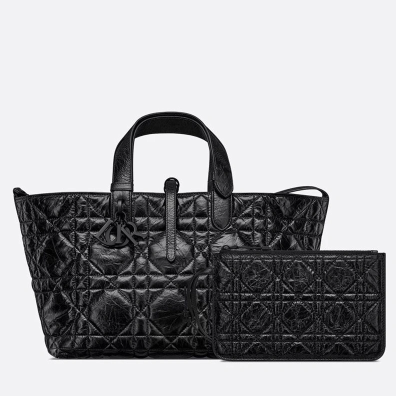 GoAnywhere 7351 Dior Toujours Bag In Macrocannage Crinkled Calfskin Black