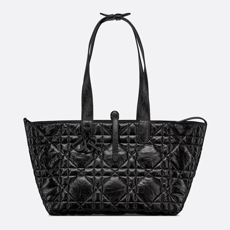 GoAnywhere 7351 Dior Toujours Bag In Macrocannage Crinkled Calfskin Black