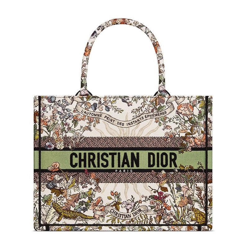 GoAnywhere 7469 Dior Book Tote In 4 Saisons Printemps Soleil Motif Canvas White Green