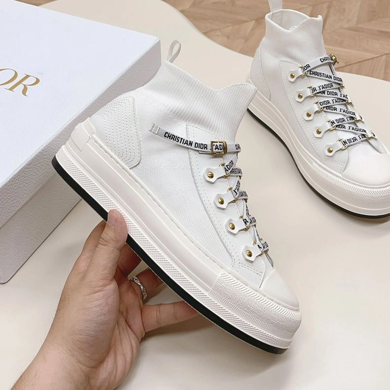 GoAnywhere 7866 Walk'n'Dior Platform Sneakers Women Technical Mesh and Calfskin White