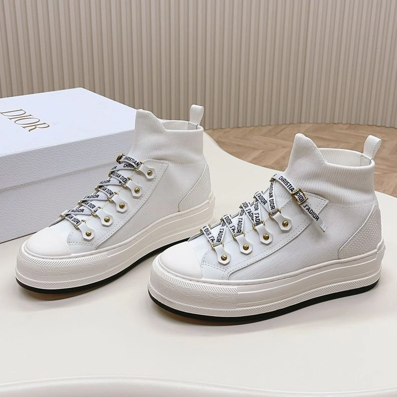 GoAnywhere 7866 Walk'n'Dior Platform Sneakers Women Technical Mesh and Calfskin White